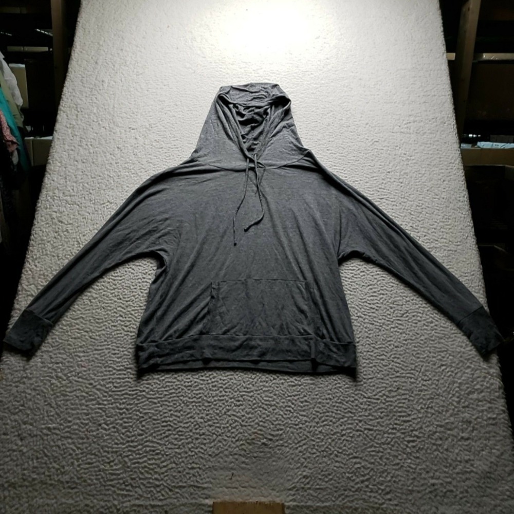 Old Navy Hoodie Mens XL Gray Lightweight Jersey Pullover Kangaroo Pocket Tagless
